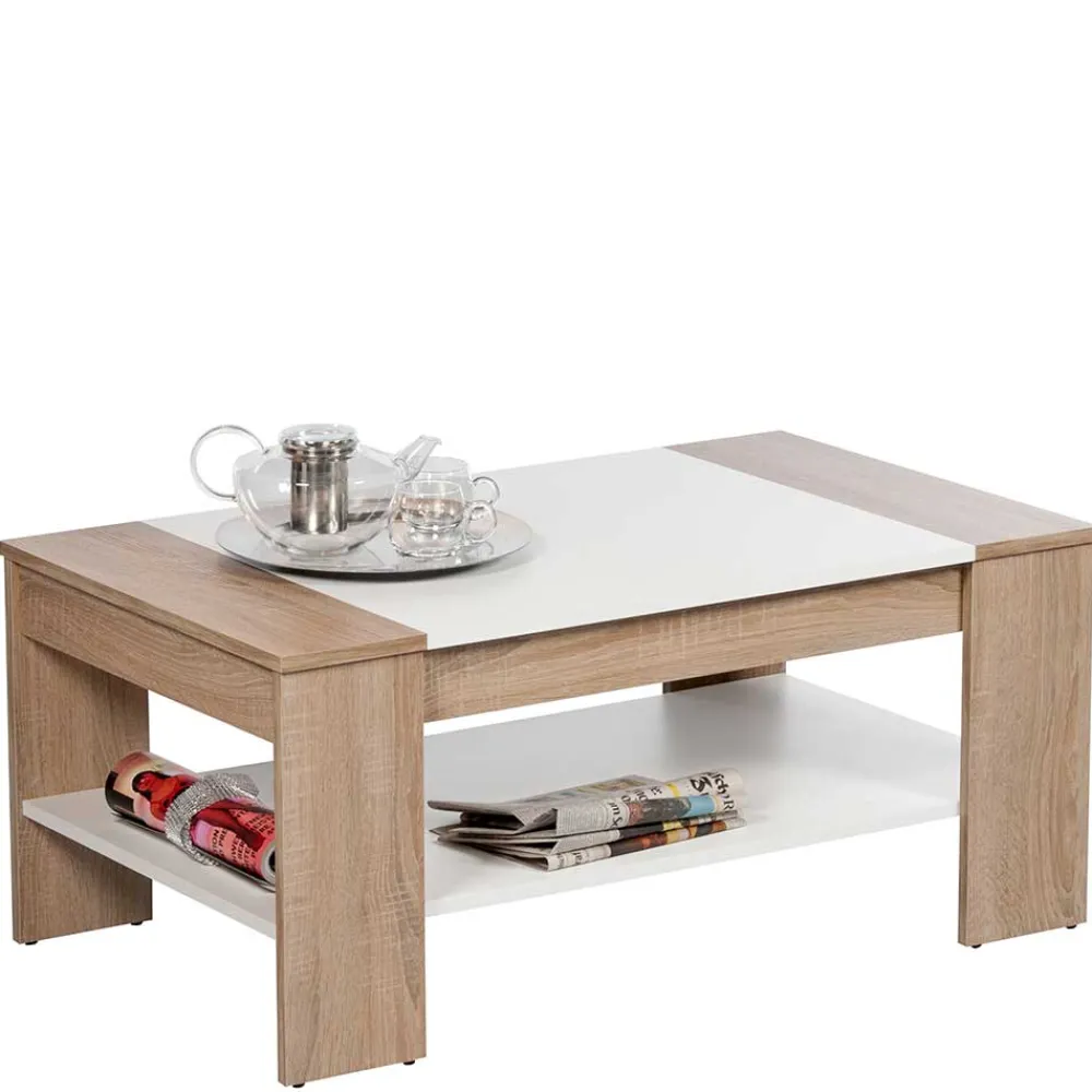 Wohnen Tische<Wohnzimmer Tisch in Weiß & Sonoma-Eiche - Dranico