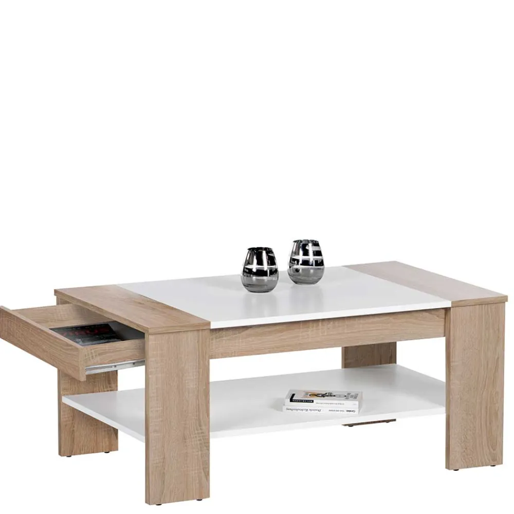 Wohnen Tische<Wohnzimmer Tisch in Weiß & Sonoma-Eiche - Dranico