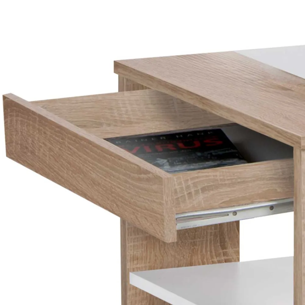 Wohnen Tische<Wohnzimmer Tisch in Weiß & Sonoma-Eiche - Dranico