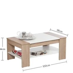 Wohnen Tische<Wohnzimmer Tisch in Weiß & Sonoma-Eiche - Dranico