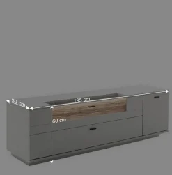 Wohnen Wohnwände<Wohnzimmer TV Anbauwand 270 cm breit - Apulco (dreiteilig)
