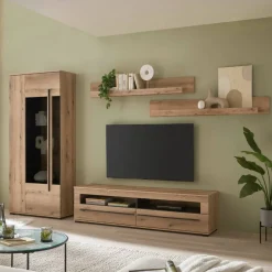 Wohnen Wohnwände<Wohnzimmer TV-Möbel-Set in Eiche - Brocus (vierteilig)