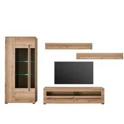 Wohnen Wohnwände<Wohnzimmer TV-Möbel-Set in Eiche - Brocus (vierteilig)
