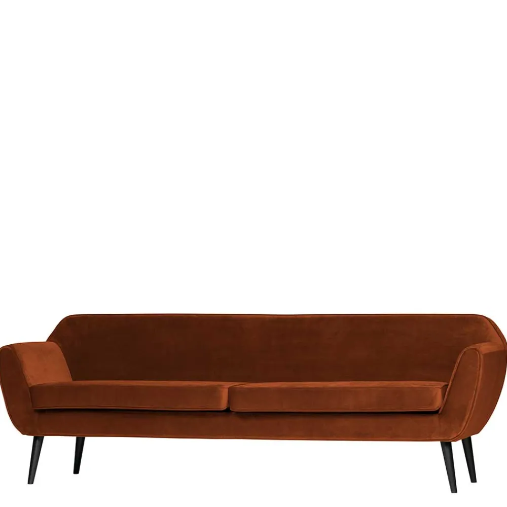 Wohnen Sofas<Wohnzimmer Viersitzer Samtsofa in Rost Braun - Apkena