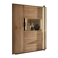 Wohnen Schränke<Wohnzimmer Vitrine aus Asteiche mit Metall - Clenza I
