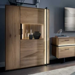 Wohnen Schränke<Wohnzimmer Vitrine aus Asteiche mit Metall - Clenza I