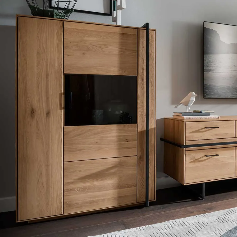 Wohnen Schränke<Wohnzimmer Vitrine aus Asteiche mit Metall - Clenza I