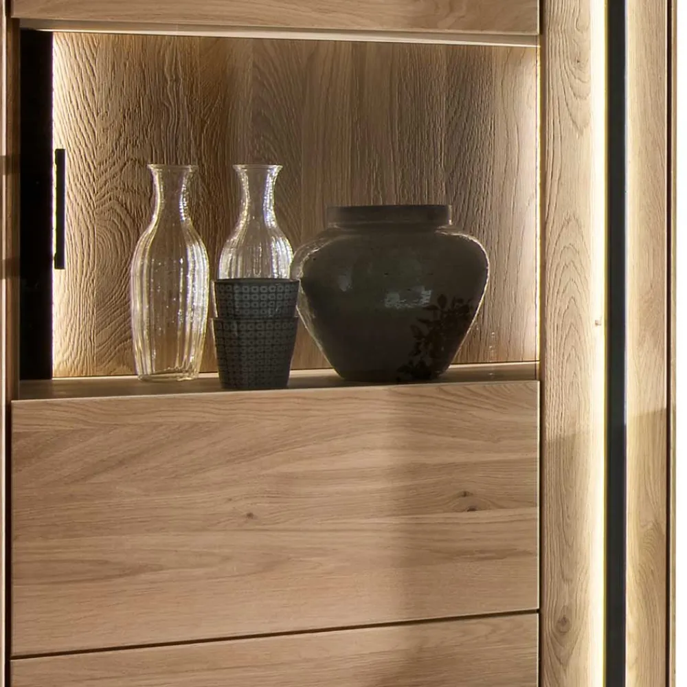 Wohnen Schränke<Wohnzimmer Vitrine aus Asteiche mit Metall - Clenza I