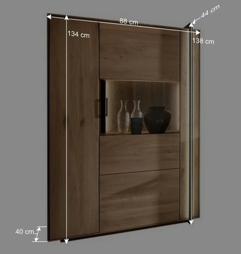 Wohnen Schränke<Wohnzimmer Vitrine aus Asteiche mit Metall - Clenza I
