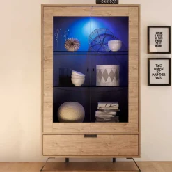 Wohnen Vitrinen<Wohnzimmer Vitrine im Eiche Dekor - Rodonda