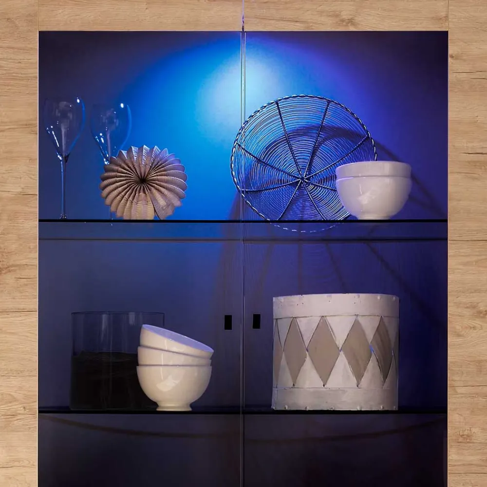 Wohnen Vitrinen<Wohnzimmer Vitrine im Eiche Dekor - Rodonda