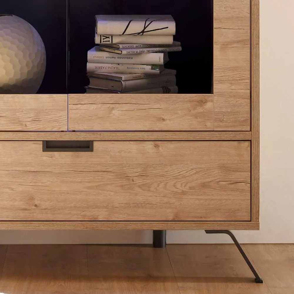 Wohnen Vitrinen<Wohnzimmer Vitrine im Eiche Dekor - Rodonda