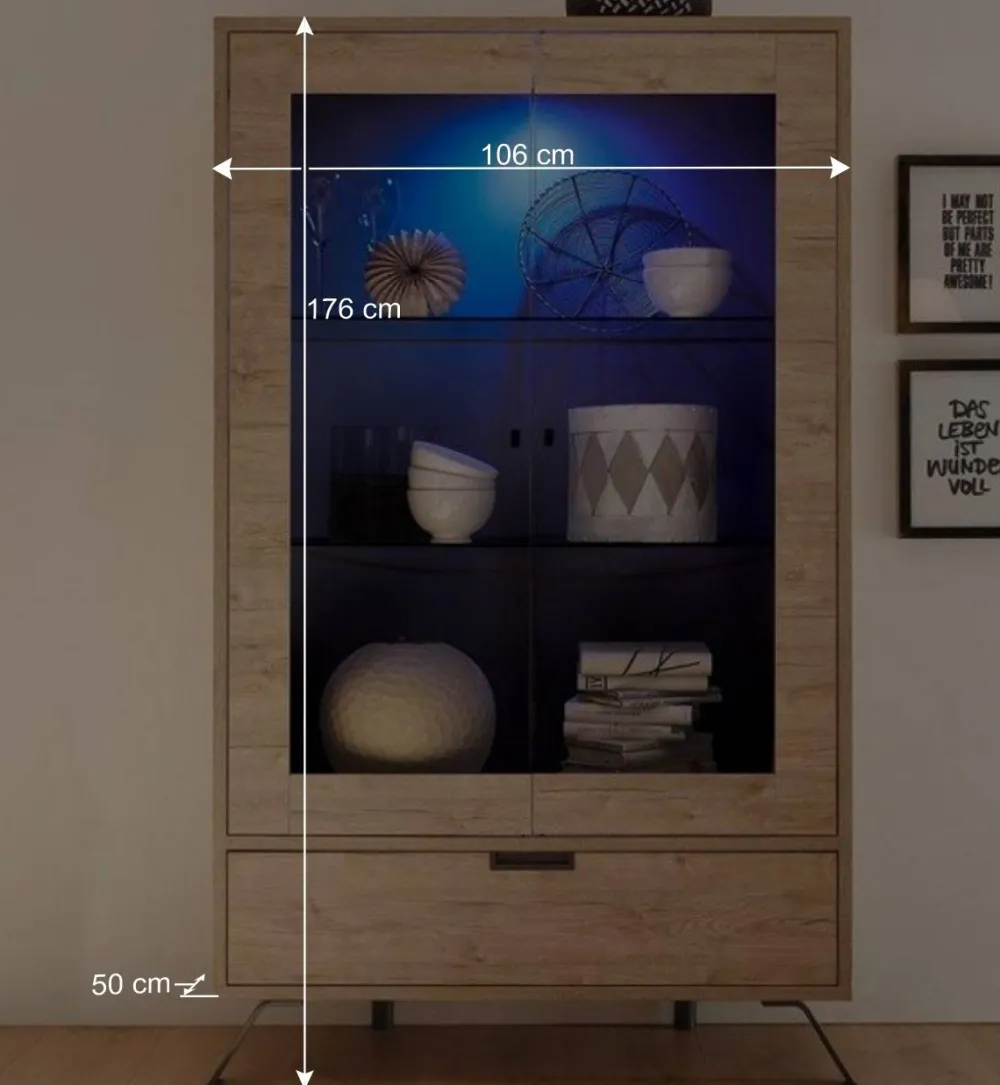 Wohnen Vitrinen<Wohnzimmer Vitrine im Eiche Dekor - Rodonda