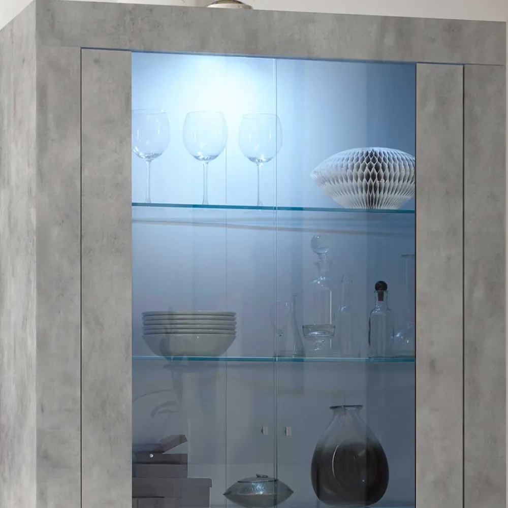 Wohnen Vitrinen<Wohnzimmer Vitrine in Beton Optik - Vareika