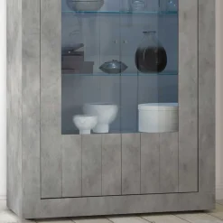 Wohnen Vitrinen<Wohnzimmer Vitrine in Beton Optik - Vareika