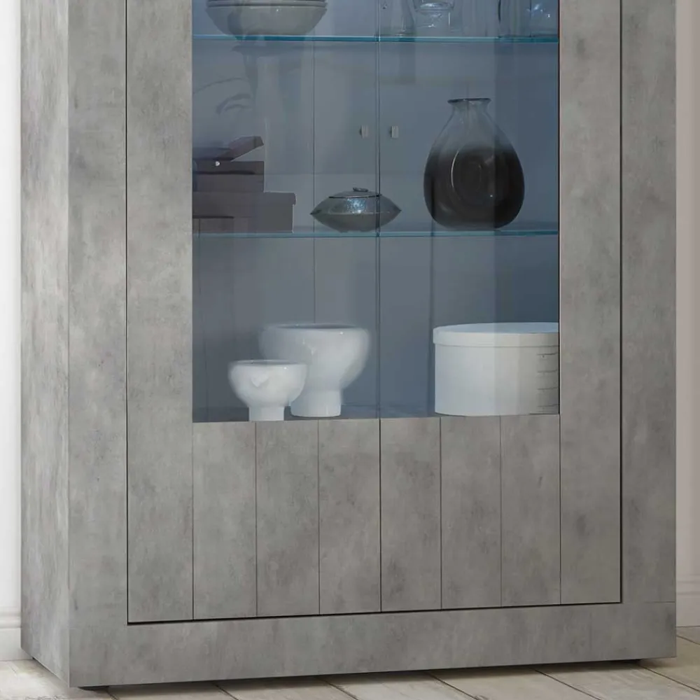 Wohnen Vitrinen<Wohnzimmer Vitrine in Beton Optik - Vareika