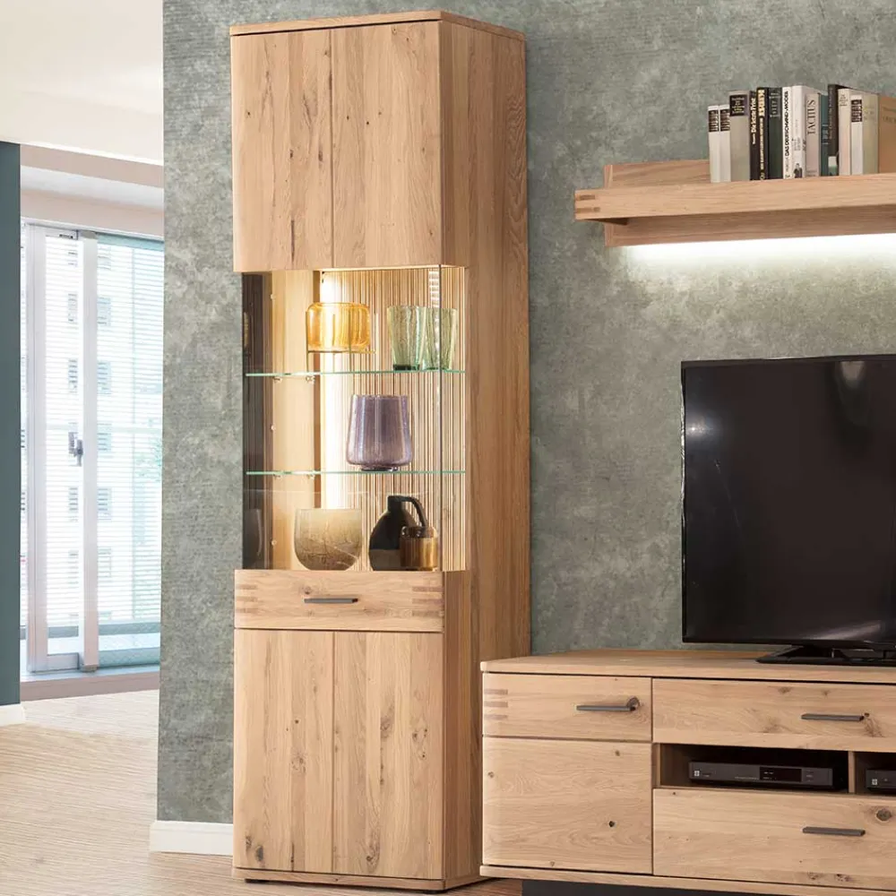 Wohnen Vitrinen|Schränke<Wohnzimmer Vitrine in Eiche Bianco geölt - Crupean
