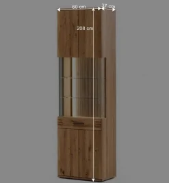 Wohnen Vitrinen|Schränke<Wohnzimmer Vitrine in Eiche Bianco geölt - Crupean