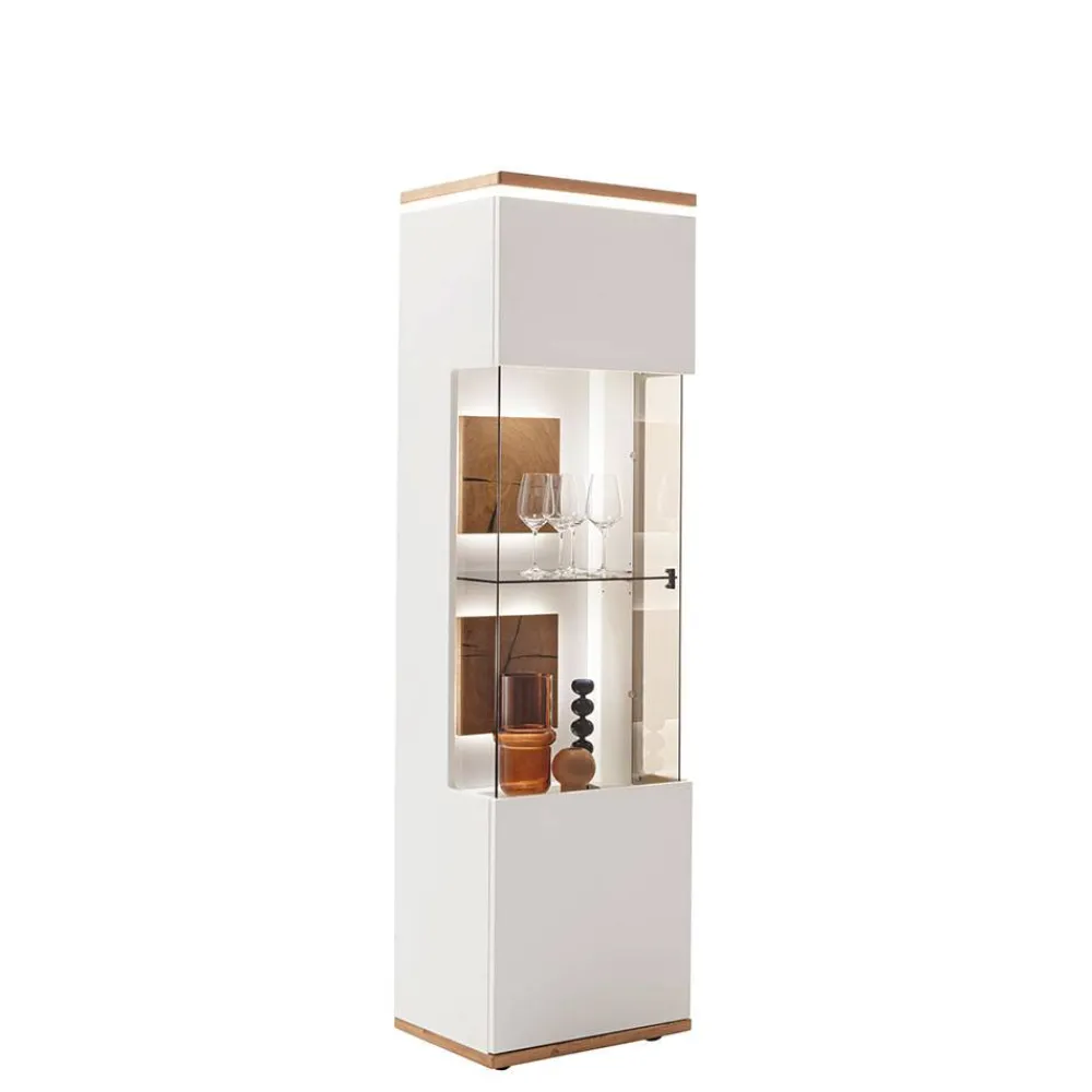 Wohnen Vitrinen<Wohnzimmer Vitrine in Soft White und Wildeiche - Yordyn