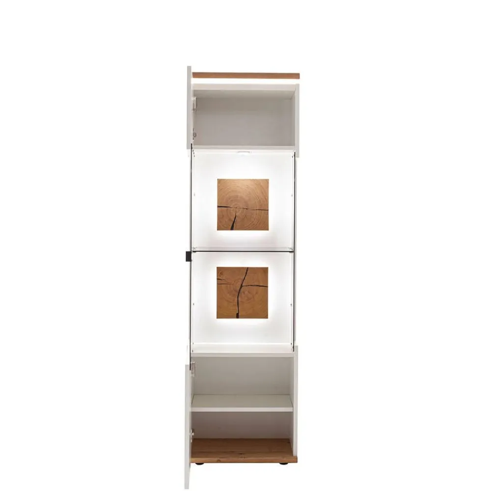 Wohnen Vitrinen<Wohnzimmer Vitrine in Soft White und Wildeiche - Yordyn