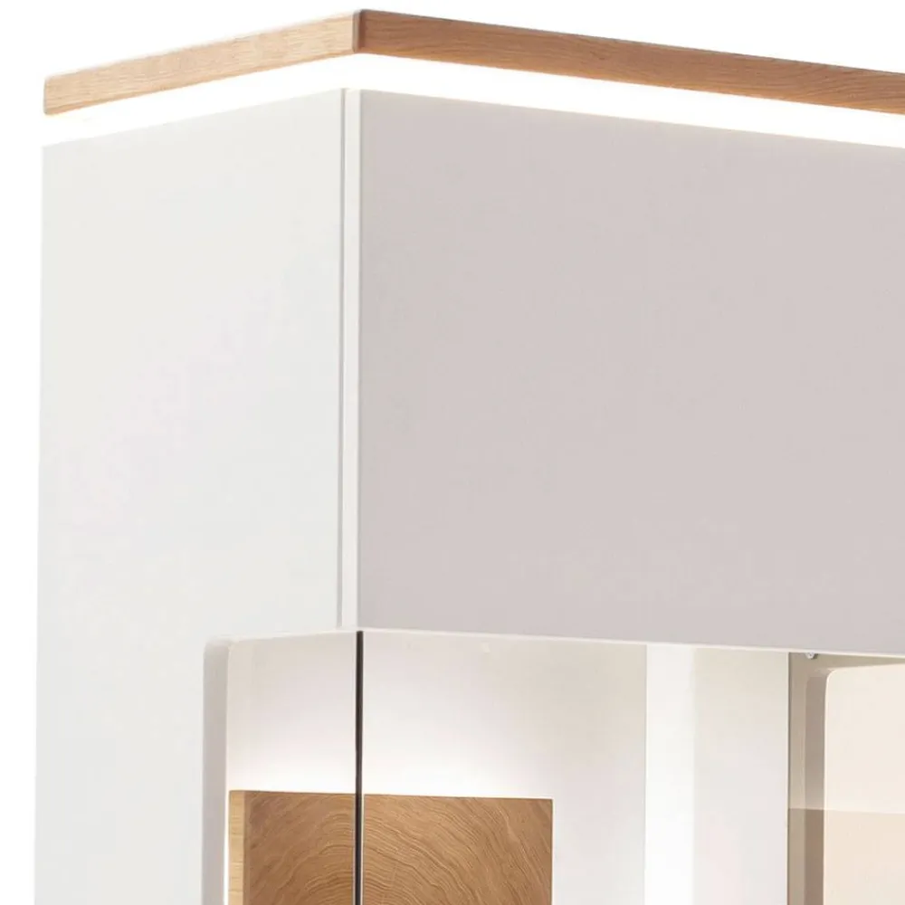 Wohnen Vitrinen<Wohnzimmer Vitrine in Soft White und Wildeiche - Yordyn