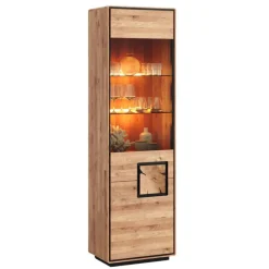 Wohnen Vitrinen<Wohnzimmer Vitrine mit Hirnholz Applikation - Shipper