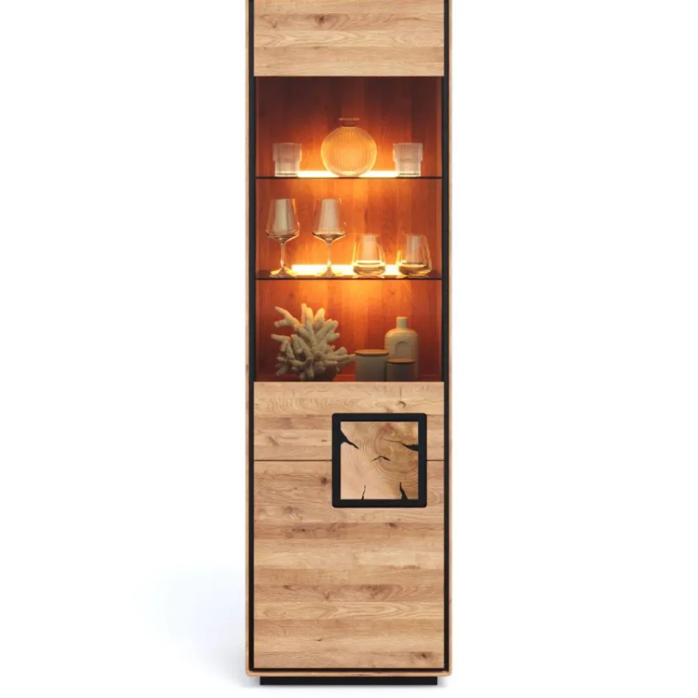 Wohnen Vitrinen<Wohnzimmer Vitrine mit Hirnholz Applikation - Shipper