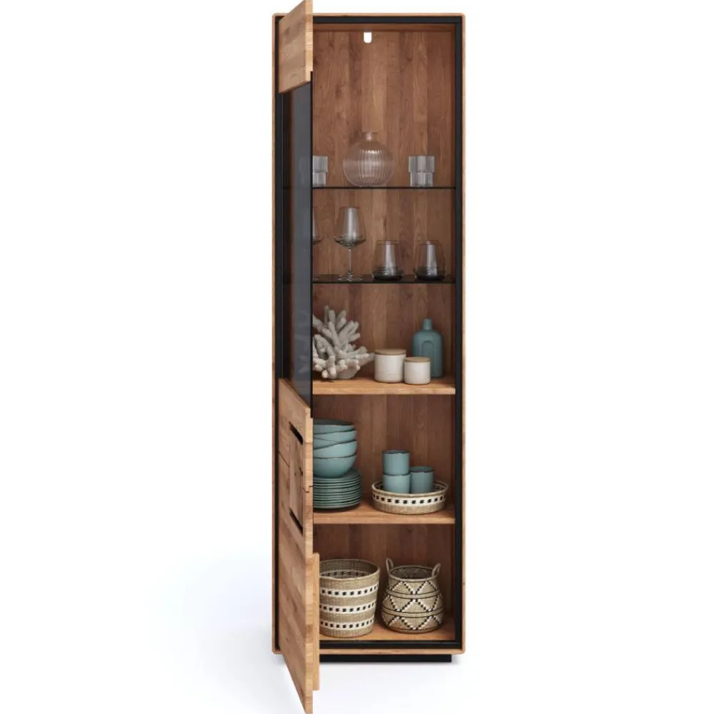 Wohnen Vitrinen<Wohnzimmer Vitrine mit Hirnholz Applikation - Shipper