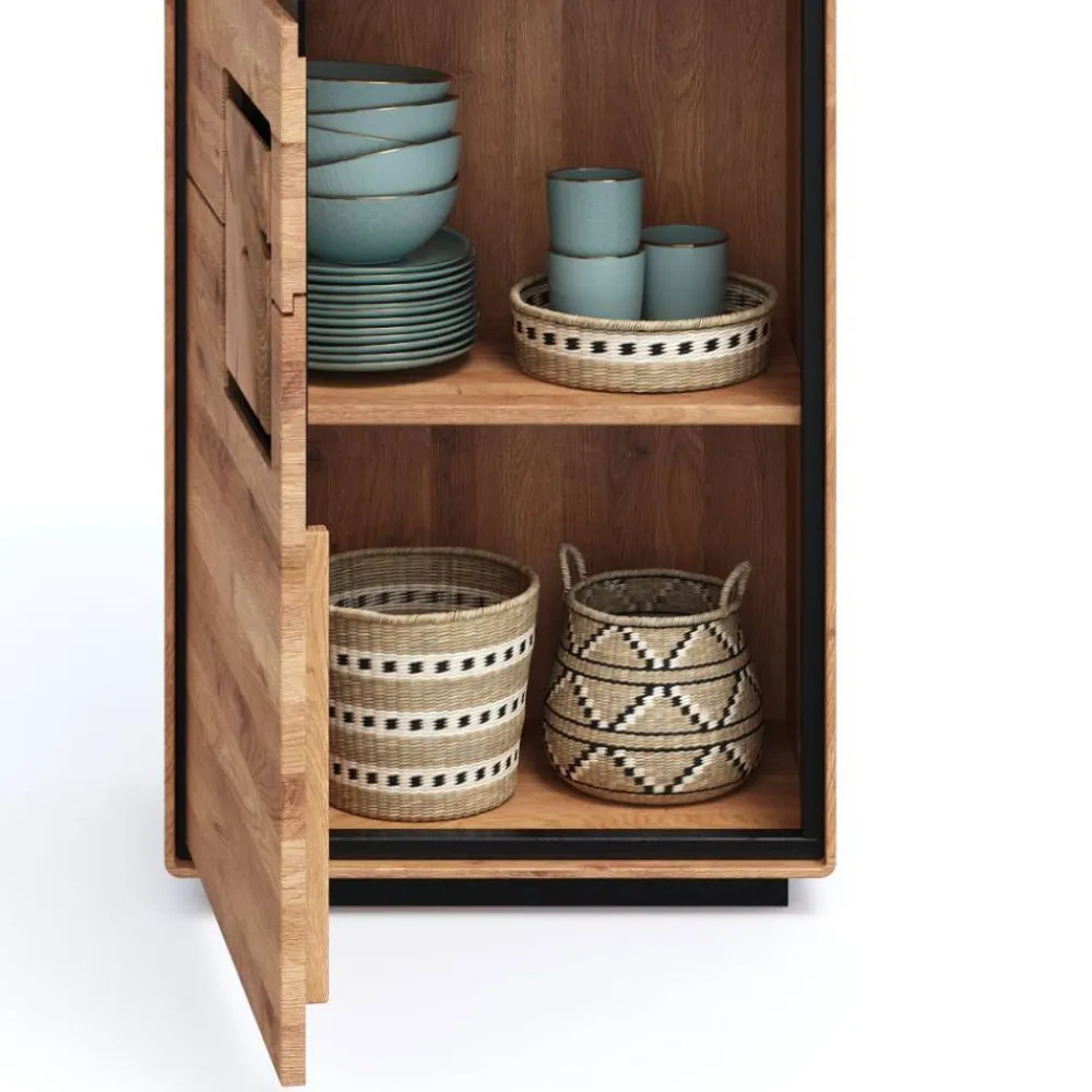 Wohnen Vitrinen<Wohnzimmer Vitrine mit Hirnholz Applikation - Shipper