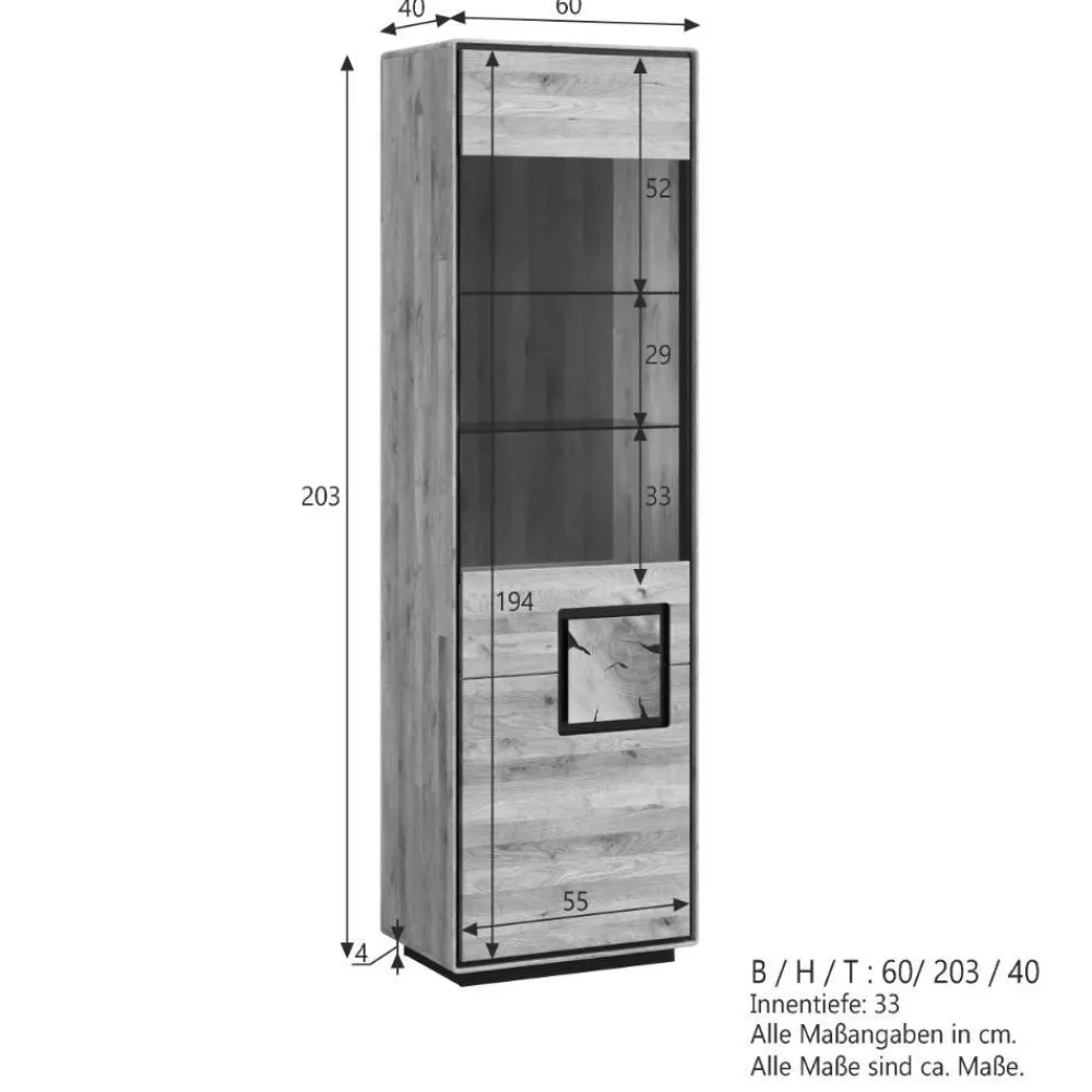 Wohnen Vitrinen<Wohnzimmer Vitrine mit Hirnholz Applikation - Shipper