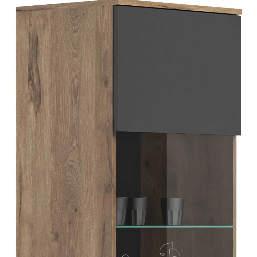 Wohnen Vitrinen<Wohnzimmer Vitrinenschrank in der Größe 57x200x37 cm - Lucios