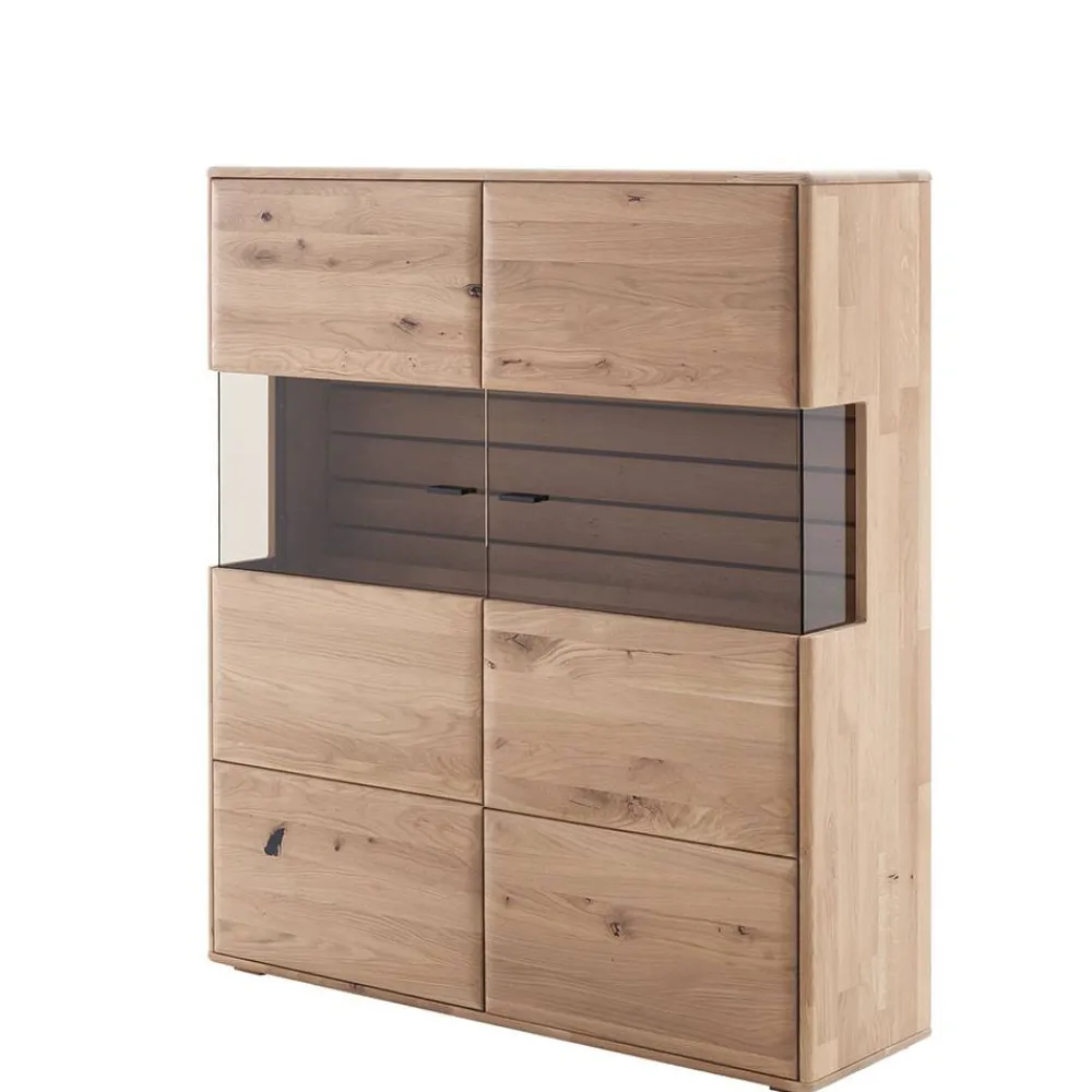 Wohnen Highboards<Wohnzimmer Vitrinenschrank in Asteiche Hell - Azzurian