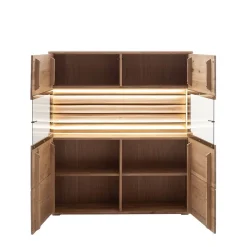 Wohnen Highboards<Wohnzimmer Vitrinenschrank in Asteiche Hell - Azzurian