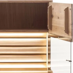 Wohnen Highboards<Wohnzimmer Vitrinenschrank in Asteiche Hell - Azzurian