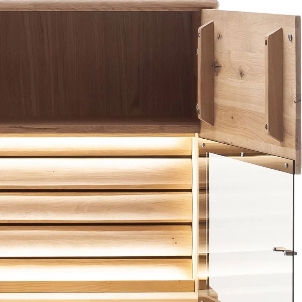 Wohnen Highboards<Wohnzimmer Vitrinenschrank in Asteiche Hell - Azzurian