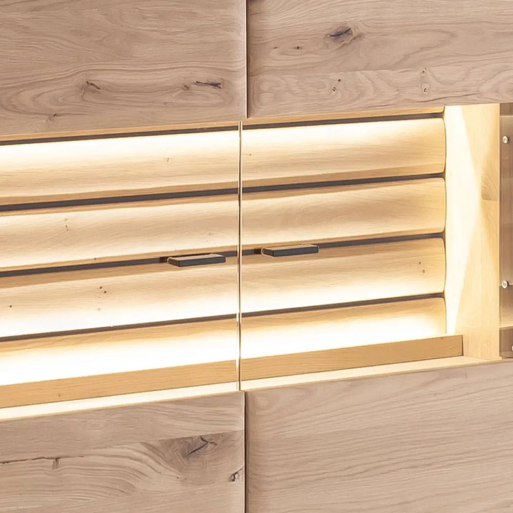 Wohnen Highboards<Wohnzimmer Vitrinenschrank in Asteiche Hell - Azzurian