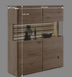 Wohnen Highboards<Wohnzimmer Vitrinenschrank in Asteiche Hell - Azzurian