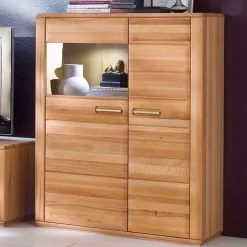 Wohnen Highboards|Vitrinen<Wohnzimmer Vitrinenschrank Athias aus Kernbuche