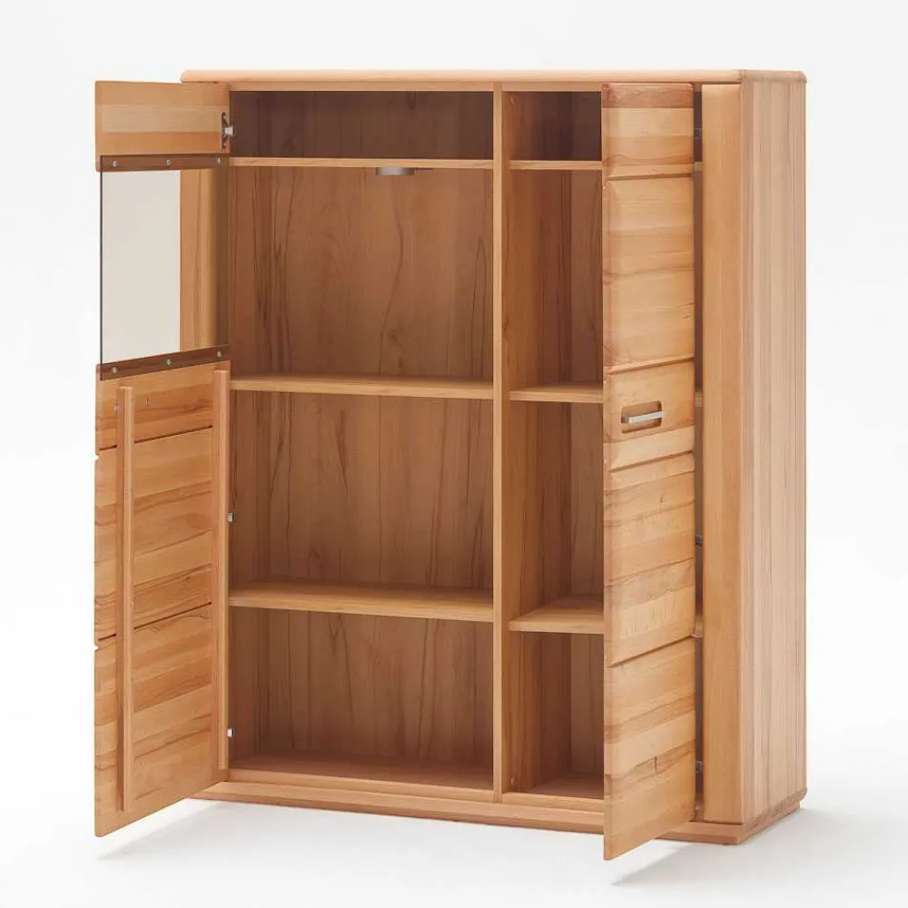 Wohnen Highboards|Vitrinen<Wohnzimmer Vitrinenschrank Athias aus Kernbuche