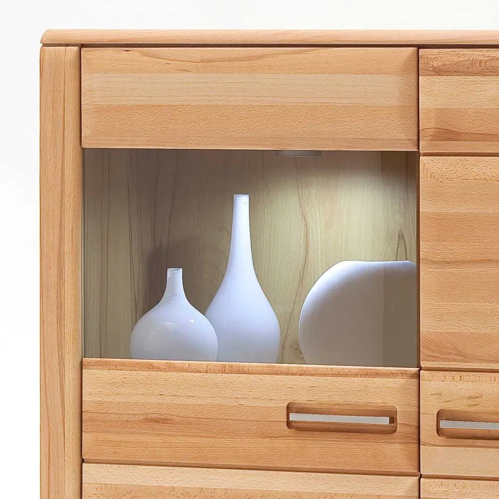 Wohnen Highboards|Vitrinen<Wohnzimmer Vitrinenschrank Athias aus Kernbuche