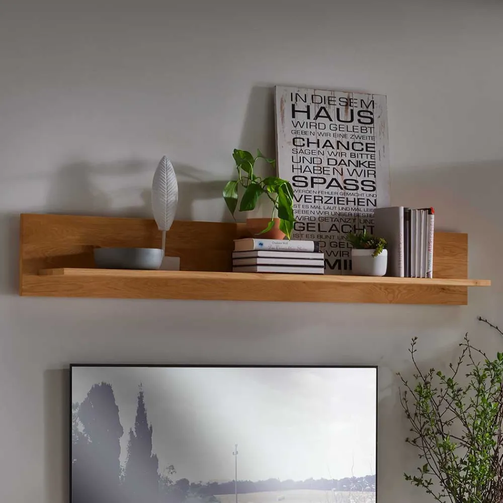 Wohnen Regale<Wohnzimmer Wandboard aus Wildeiche Massivholz - Millena