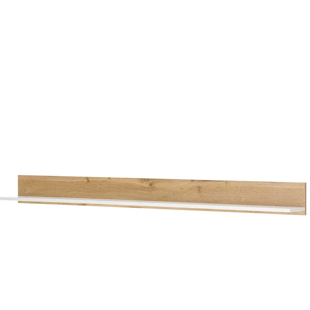 Wohnen Regale<Wohnzimmer Wandboard in Weiß & Wildeiche NB - Nonessia