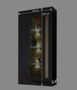 Wohnen Vitrinen<Wohnzimmer Wandvitrine in Dunkelgrau - Svanjon
