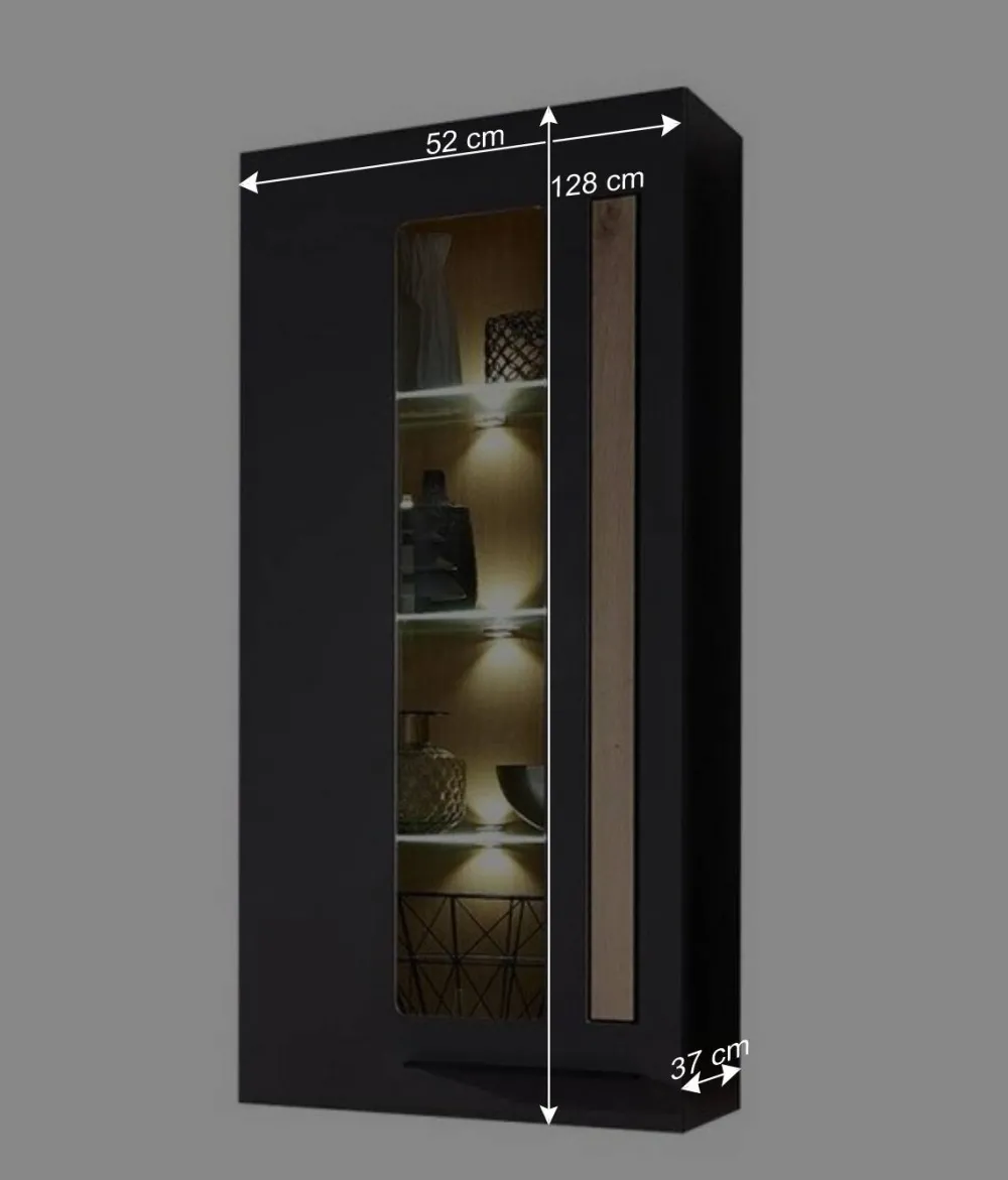 Wohnen Vitrinen<Wohnzimmer Wandvitrine in Dunkelgrau - Svanjon