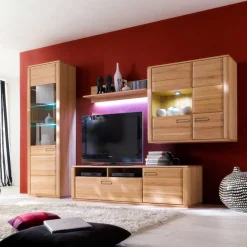 Wohnen Wohnwände<Wohnzimmer Wohnwand Athias aus Kernbuche (vierteilig)