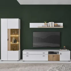 Wohnen Wohnwände<Wohnzimmer Wohnwand Set zweifarbig - Nenaloro (dreiteilig)