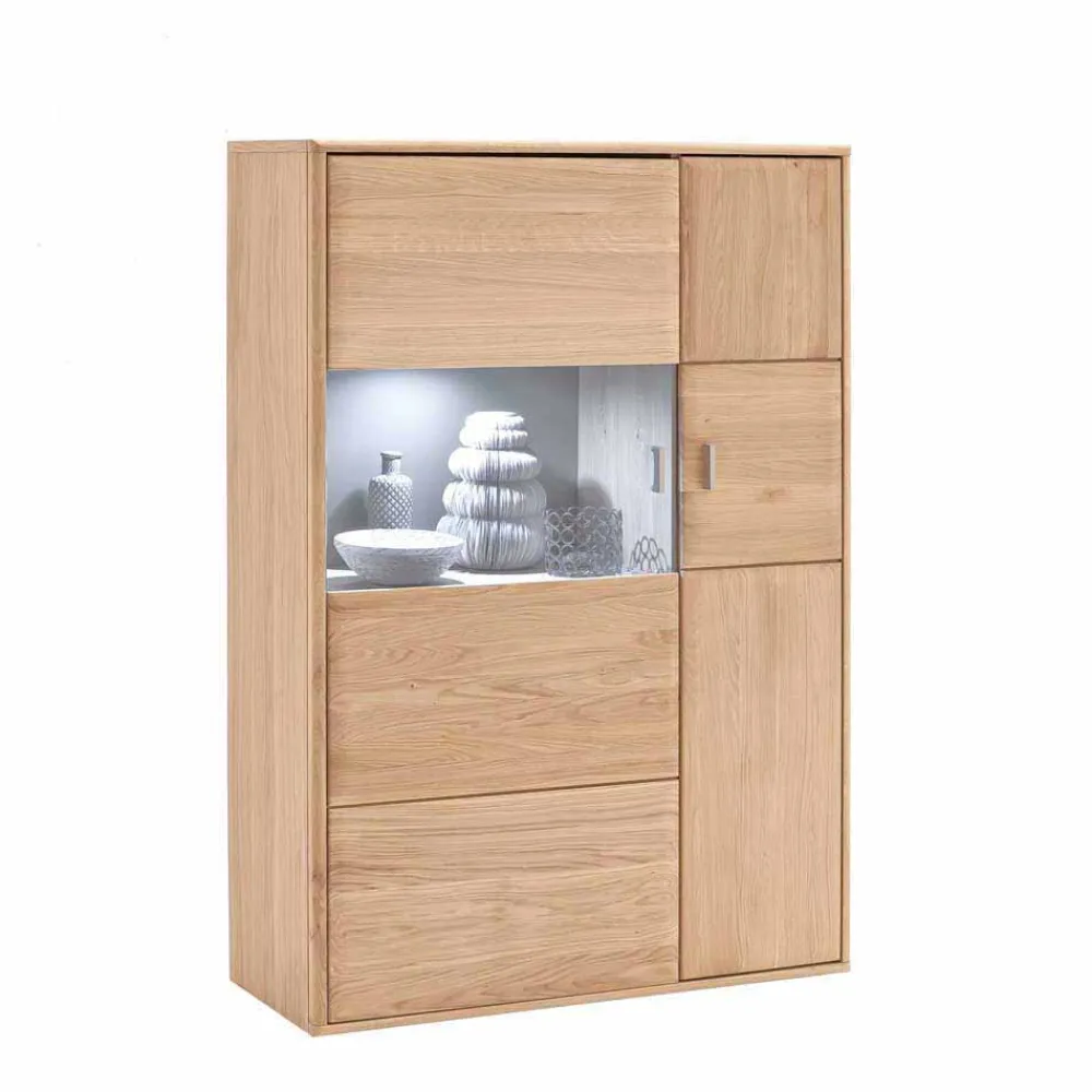 Wohnen Wohnwände<Wohnzimmer Wohnwand Vernella aus Massivholz (vierteilig)