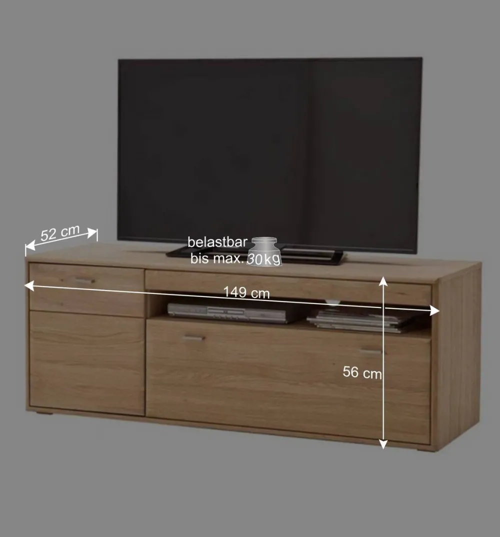 Wohnen Wohnwände<Wohnzimmer Wohnwand Vernella aus Massivholz (vierteilig)