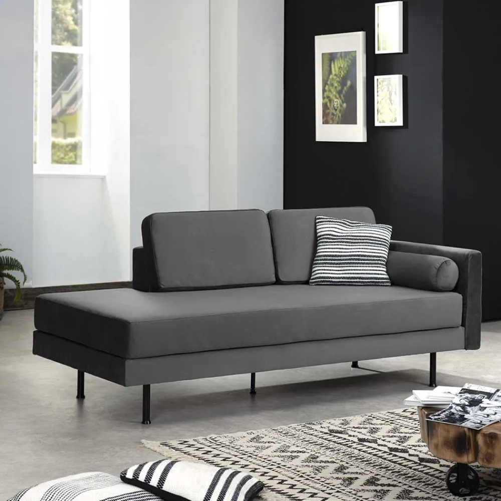 Wohnen Sofas<Wohnzimmercouch in Anthrazit Samtvelours - Ronin