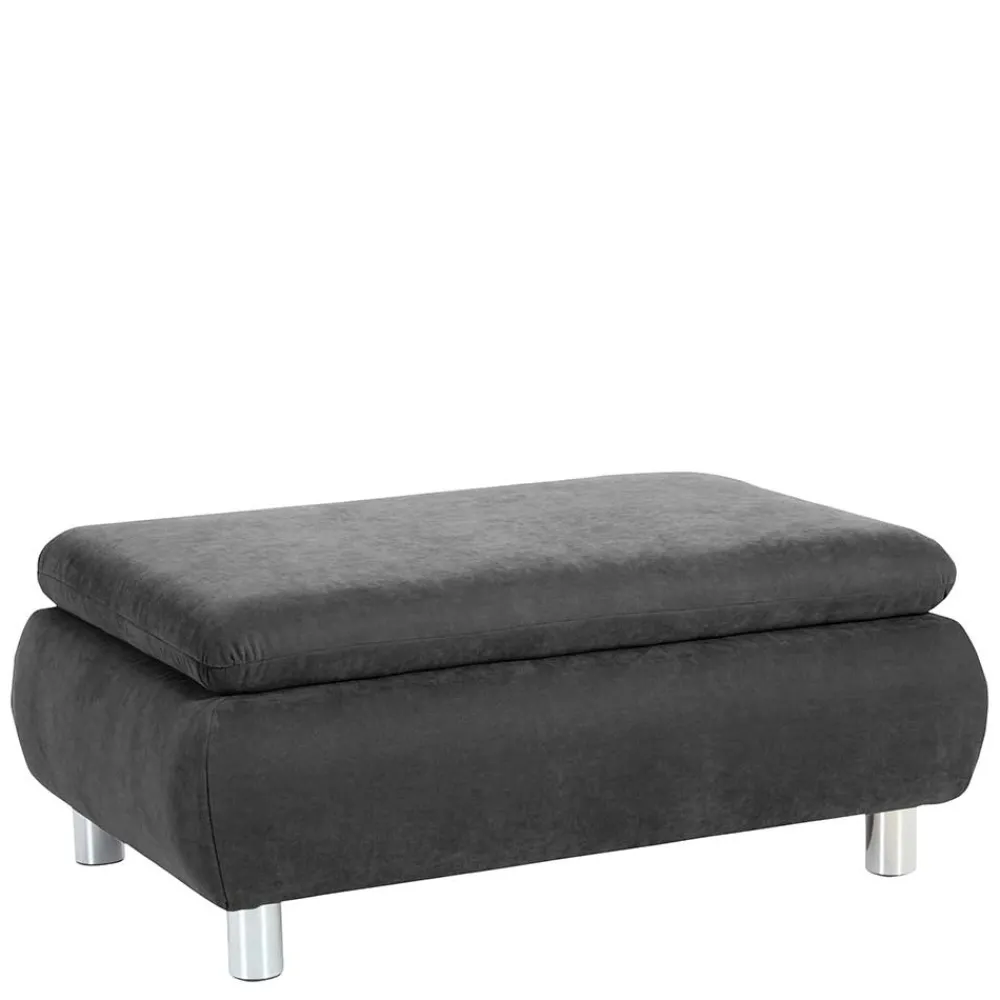 Wohnen Hocker<Wohnzimmerhocker in Anthrazit mit Chrom - Venezia